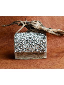 Nayaab by Sonia - Diamond Hinted Kasse Silver Clutch