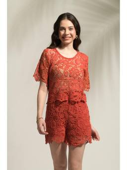 Ridhi Kapoor Label - Orange Chloe Crochet Co-Ord Set