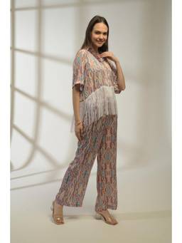 Ridhi Kapoor Label - Multi-Colour Kelly Boxy Shirt In Printed Viscose Crepe Co-Ord Set