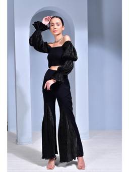 Ridhi Kapoor Label - Black Mimosa Crop Top with Cosmo Pants
