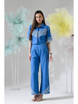 Ridhi Kapoor Label - Blue Tide Flower Co-Ord Set