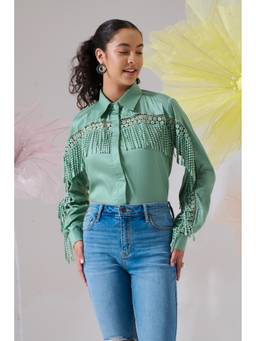 Ridhi Kapoor Label - Green Tassel Tango Shirt