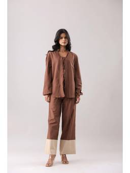 Why Look West - Brown Espresso Colour Block Pants