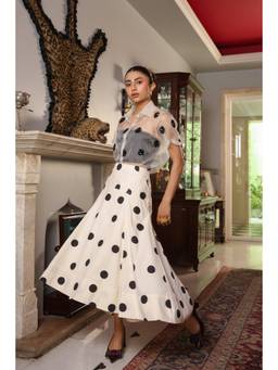 Why Look West - White Polka Hi-Low Skirt
