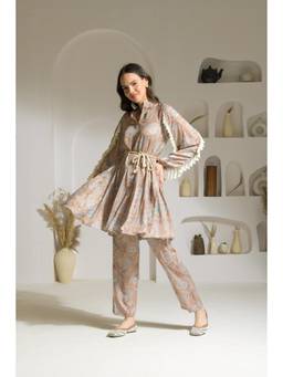 Ridhi Kapoor Label - Beige Zarah Printed Viscose Crepe Co-Ord Set