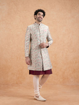 KISAH - Multi-Color Floral Sherwani with Kurta and Pant