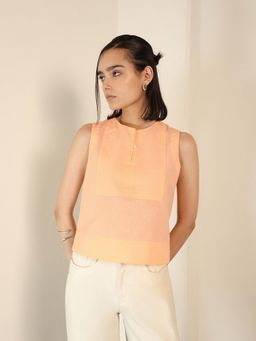 FABLE STREET - Pure Cotton Comfortable Fit Sleeveless Round Neck Top
