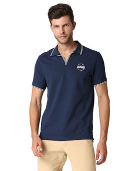 Being Human - Men Printed Navy Blue Polo T-Shirt