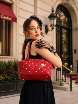 Caprese - Red Textured Faux Leather Handbag (Medium)