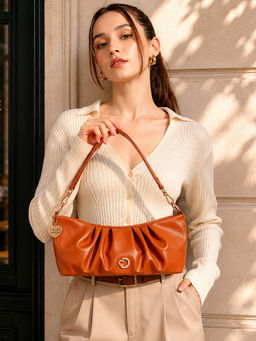 Caprese - Tan Solid Faux Leather Handbag (Medium)