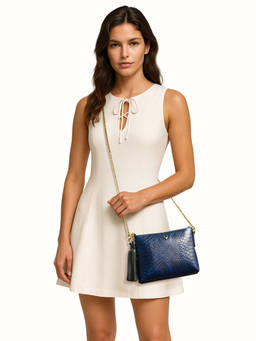 Hidesign - Blue Textured Leather Sling bag
