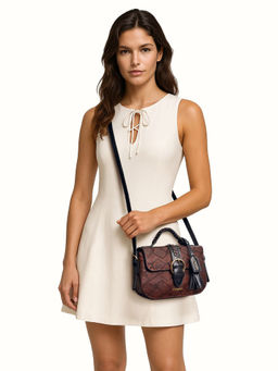 Hidesign - Brown Textured Leather Sling bag (Small)