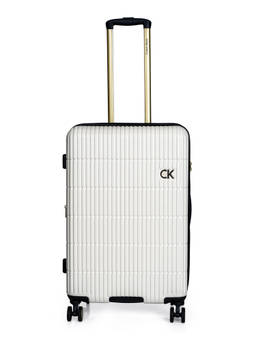 Calvin Klein - White Textured Abs Composite Trolley Bag (Medium)
