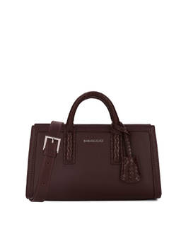 MIRAGGIO - Wine Solid Pu Handbag with Detachable Strap (Small)