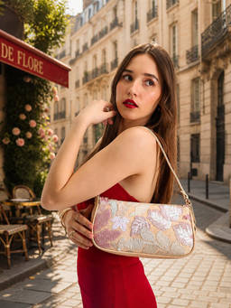 Caprese - Beige Embellished Faux Leather Handbag (Small)