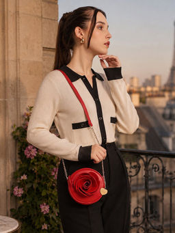 Caprese - Red Solid Faux Leather Sling bag (Medium)