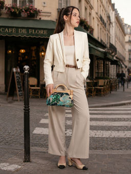 Caprese - Beige Embellished Faux Leather Handbag (Small)