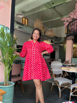 Label Tanvee - Red White Flower Skater Dress