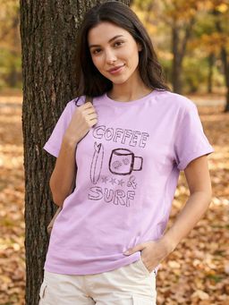 Bewakoof - Purple Typography Pure Cotton Regular T-Shirt