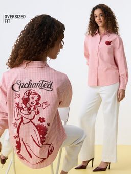 The Souled Store - Pink Checks Pure Cotton Oversized Shirt