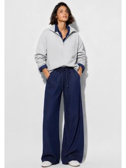 Lounge Dreams - Blue Solid Denim Comfortable Trouser