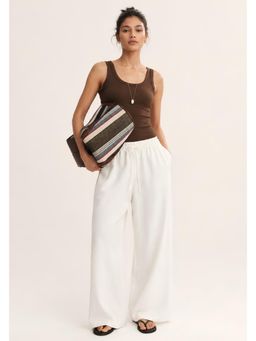 Lounge Dreams - Off White Solid Linen Blend Comfortable Trouser