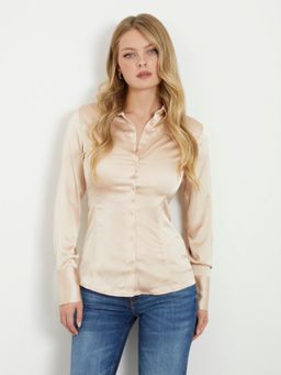 Guess - Gold Solid Polyester Blend Slim Shirt