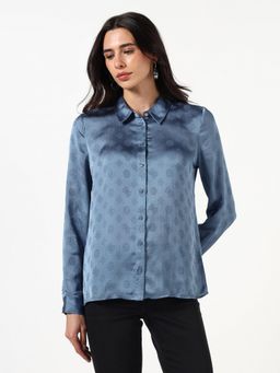 Guess - Blue Printed Polyester Regular Shirt
