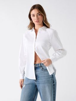 Guess - White Solid Cotton Regular Shirt
