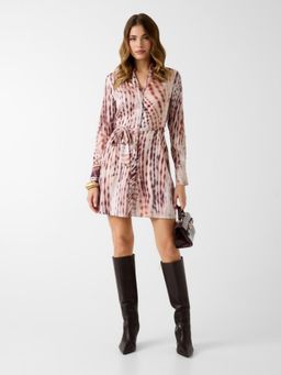 Guess - Beige Printed Polyester A-Line Dress
