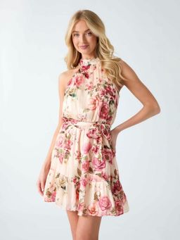 Guess - Pink Printed Polyester A-Line Dress