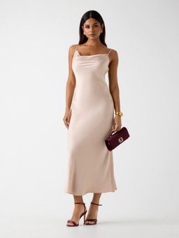 Guess - Beige Embellished Polyester Regular Dress
