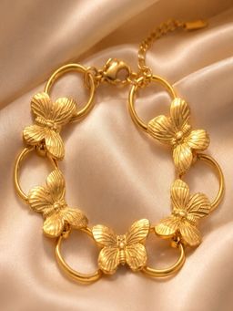AQUASTREET - Anti-Tarnish Waterproof 18K Gold Plated Butterfly Link Bracelet