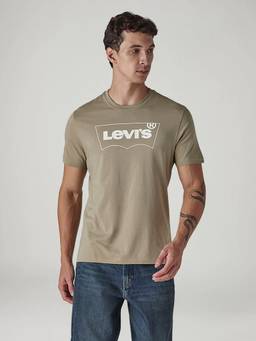 Levi's - Olive Cotton Half Sleeves Crew Neck Solid T-Shirt