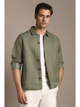 Louis Philippe - Men Casual Olive Solid Shacket
