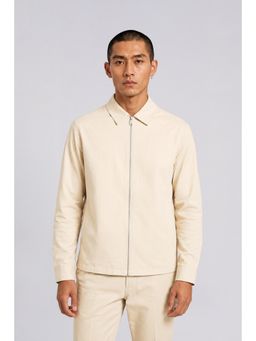 Peter England - Men Beige Solid Casual Shacket
