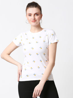 Bewakoof - Official Disney Women's Donald Duck (DL) Half Sleeve AOP T-Shirt