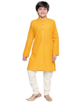 Jeetethnics - Boys Yellow Printed Kurta Pyjama (Set of 2)
