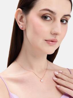 MINOUS - 925 Silver Blush Bow Sparkle Jewellery Set