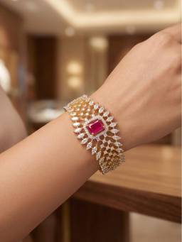 Nuyug - Ruby Royal Zirconia Studded Bracelet
