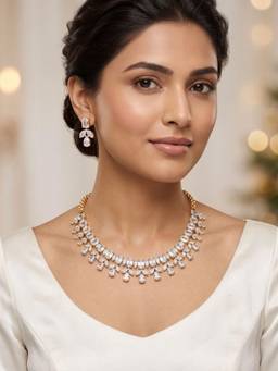 Nuyug - 22K Gold Plated Princess Diamond Jewellery Set