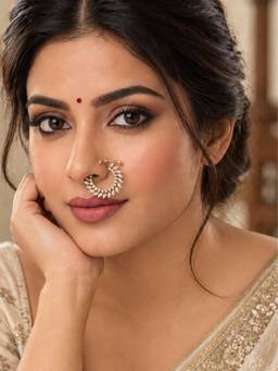 Nuyug - Floral Leaf Diamond Bridal Nose Ring