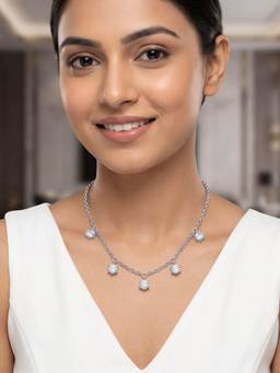 Nuyug - Minimal Solitaire Drop Silver Necklace