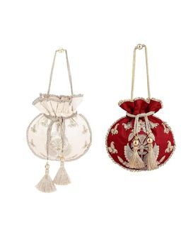 MasQ - Multi-Color Embroidered Silk Potli Bags