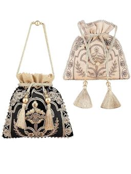 MasQ - Multi-Color Embroidered Silk Potli Bags