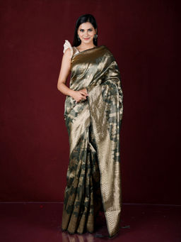 EXCLUSIVA - Green Zari Woven Work Banarasi Saree with Unstitched Blouse