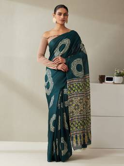 Garden VARELI - Women Green Pure Cotton Geometric Saree