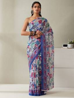 Garden VARELI - Women Purple Georgette Floral Saree