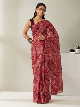 Garden VARELI - Women Red Georgette Printed Saree