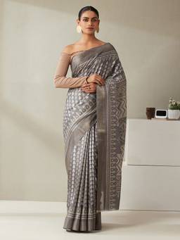 Garden VARELI - Women Grey Art Silk Batik Saree